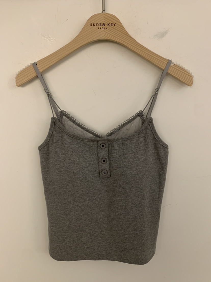 UNDER KEY韓國直郵女裝新品熱賣職業26春夏吊帶背心蕾絲紐扣UNDER KEY吊帶/背心圖色1