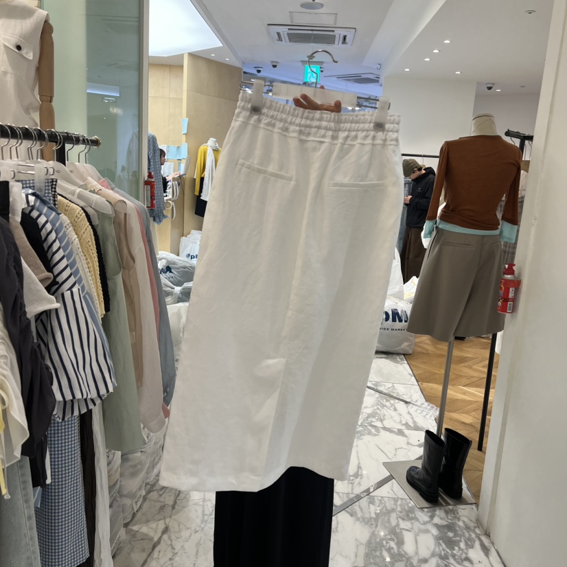 ALMOND韓國東大門代購女裝新品時尚26春夏半身裙中短裙亞麻ALMOND半身裙/中短裙