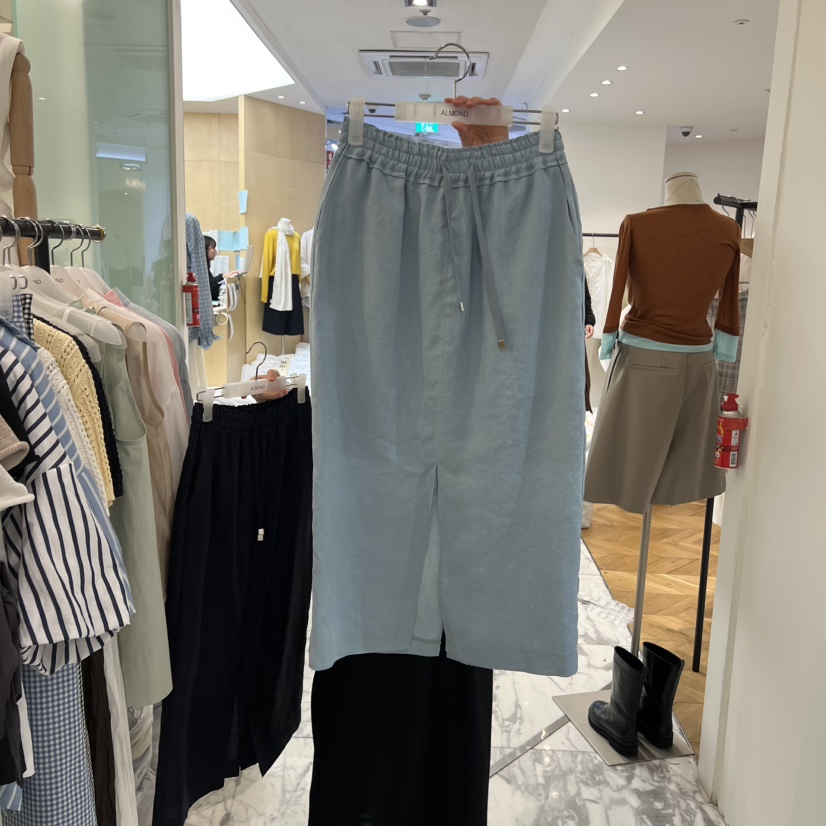 ALMOND韓國東大門代購女裝新品時尚26春夏半身裙中短裙亞麻ALMOND半身裙/中短裙圖色2