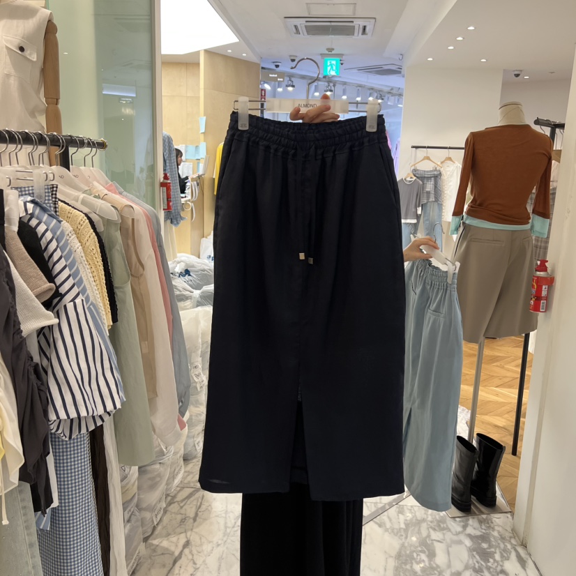 ALMOND韓國東大門代購女裝新品時尚26春夏半身裙中短裙亞麻ALMOND半身裙/中短裙圖色3