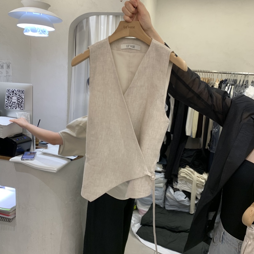 LE VASE韓國直郵實拍女士新品時尚職業推薦26春夏馬甲亞麻LE VASE馬甲圖色3