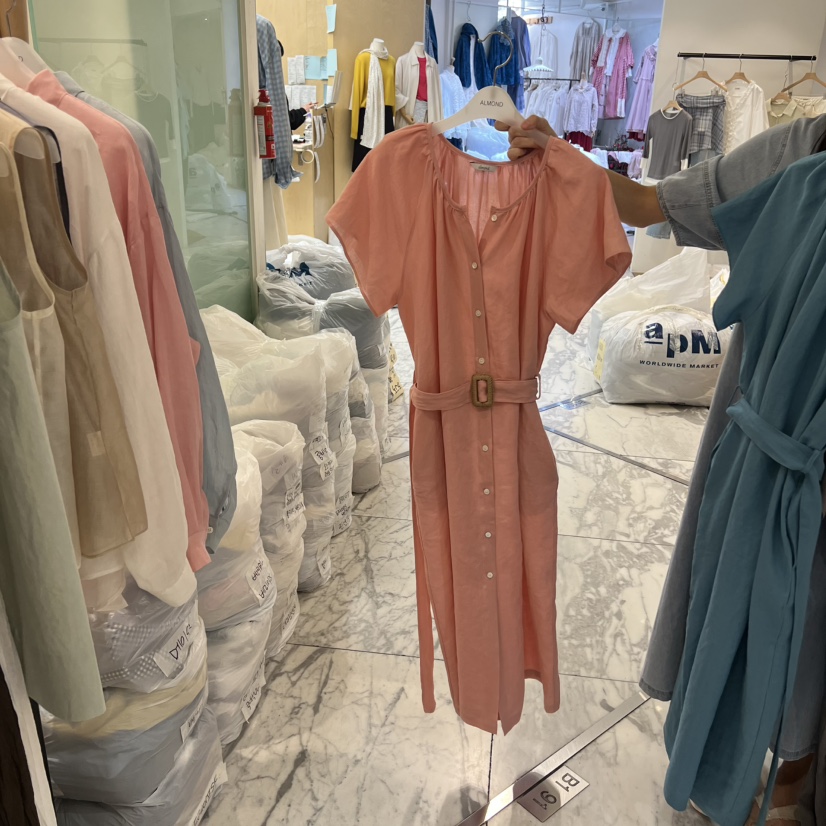 ALMOND韓國代購女士新品職業時尚26春夏熱賣連衣裙含腰帶ALMOND連衣裙圖色3