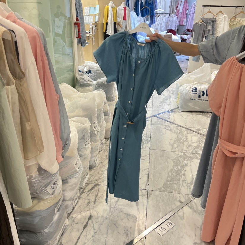 ALMOND韓國代購女士新品職業時尚26春夏熱賣連衣裙含腰帶ALMOND連衣裙圖色4