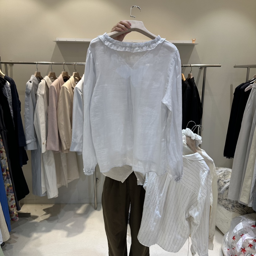 HER/PLAYLIST韓國直郵女士新款人氣職業26春夏襯衫蕾絲衫褶皺HER/PLAYLIST襯衫/蕾絲衫