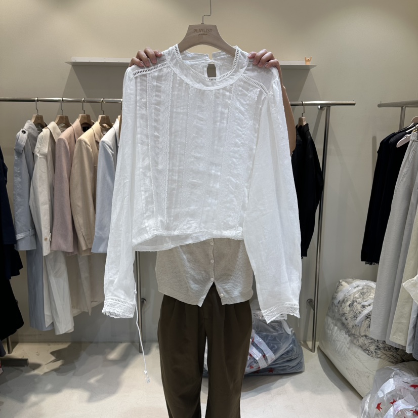 HER/PLAYLIST韓國東大門直郵女士新款26春夏推薦襯衫蕾絲衫HER/PLAYLIST襯衫/蕾絲衫圖色1