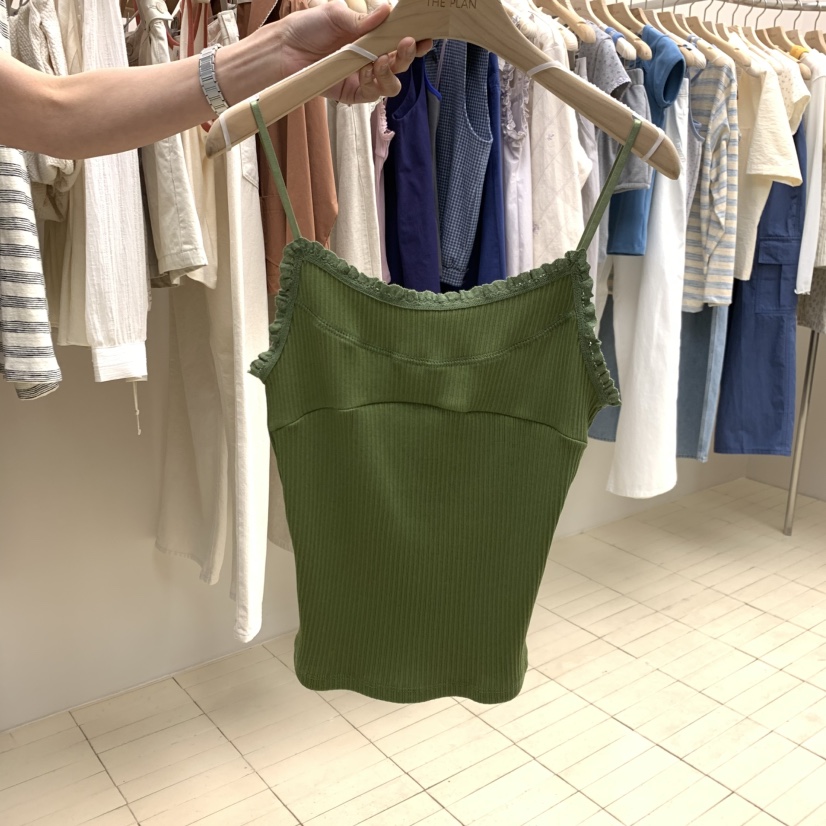 THEPLAN韓國直郵實拍女裝新款推薦職業休閑吊帶背心柔軟羅紋THE PLAN吊帶/背心圖色2