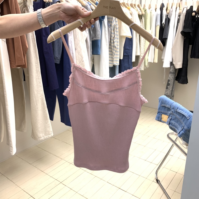 THEPLAN韓國直郵實拍女裝新款推薦職業休閑吊帶背心柔軟羅紋THE PLAN吊帶/背心圖色3