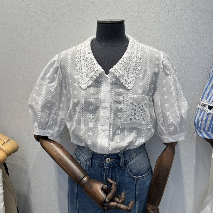 2nd B-S韓國東大門直郵女裝新品休閑熱賣襯衫蕾絲衫口袋2nd B-S襯衫/蕾絲衫圖色1