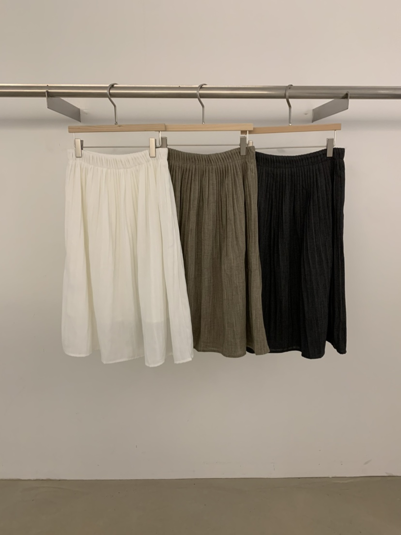 UNDER KEY韓國代購女士新款推薦半身裙中短裙亞麻布褶裥UNDER KEY半身裙/中短裙