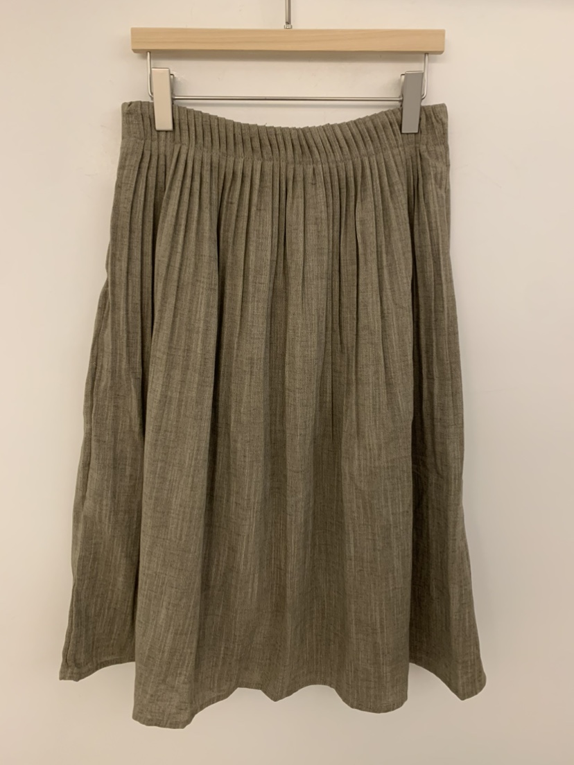 UNDER KEY韓國代購女士新款推薦半身裙中短裙亞麻布褶裥UNDER KEY半身裙/中短裙