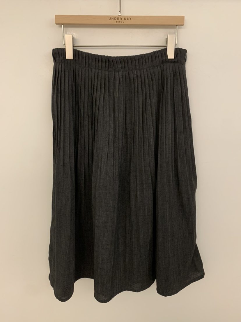 UNDER KEY韓國代購女士新款推薦半身裙中短裙亞麻布褶裥UNDER KEY半身裙/中短裙圖色2