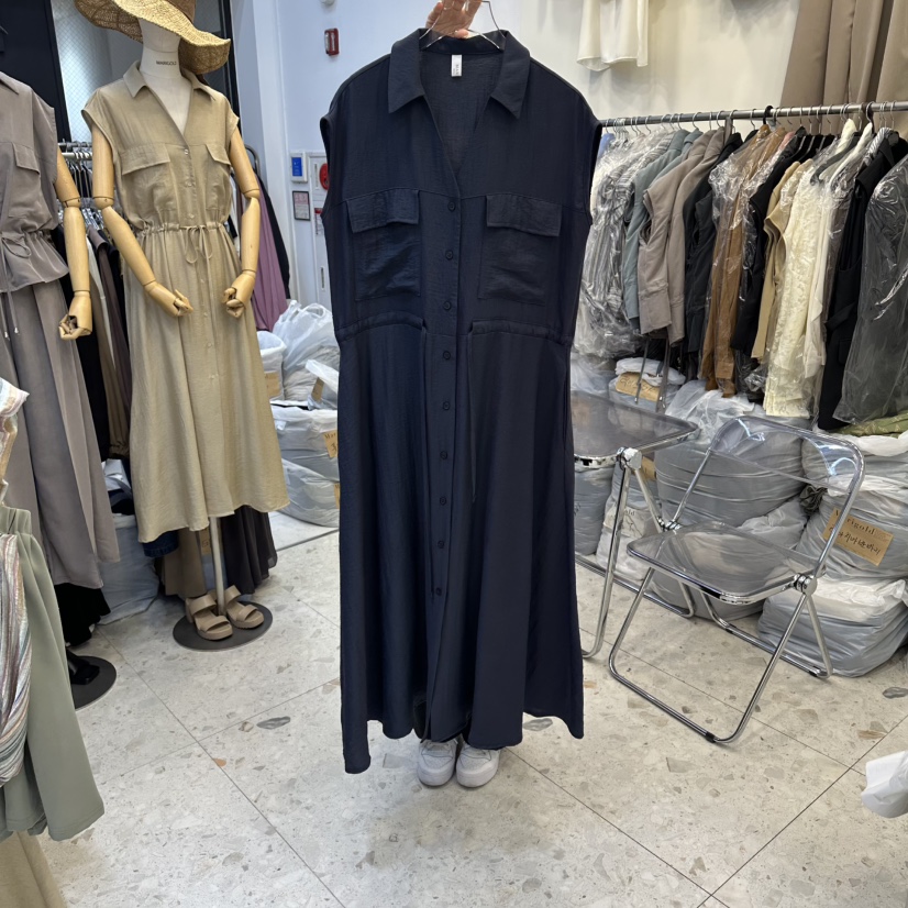 MARIGOLD韓國代購女士新品26春夏職業休閑連衣裙兩個口袋MARIGOLD連衣裙圖色3