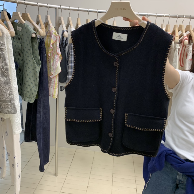 THEPLAN韓國代購女士新品時尚休閑26春夏推薦熱賣馬甲刺繡THE PLAN馬甲圖色2