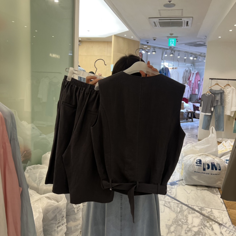 ALMOND韓國東大門直郵女士新款熱賣職業休閑套裝含腰帶套裝ALMOND套裝