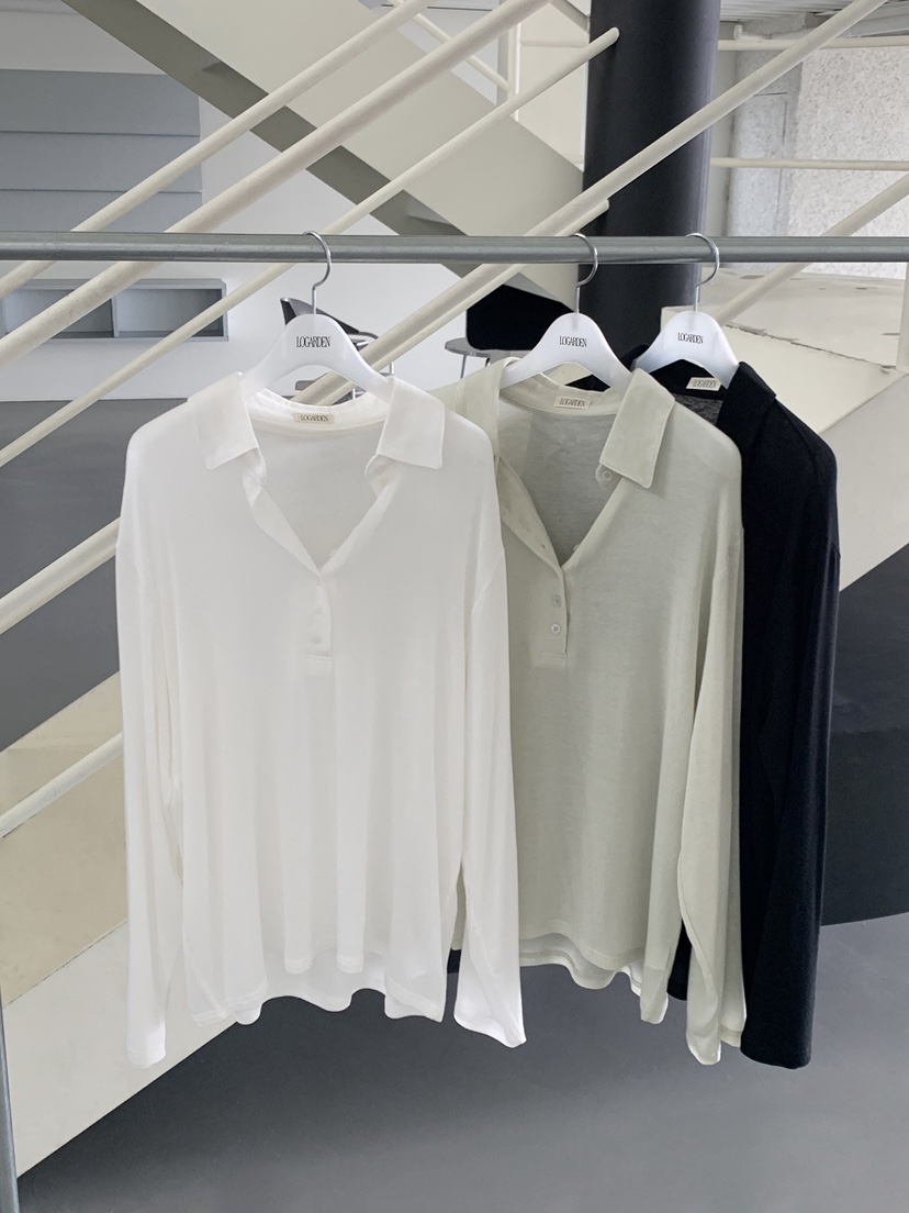 LOGARDEN韓國直郵女士新品職業休閑推薦熱賣時尚26春夏T恤紐扣LO GARDENT恤