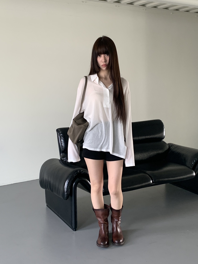 LOGARDEN韓國直郵女士新品職業休閑推薦熱賣時尚26春夏T恤紐扣LO GARDENT恤