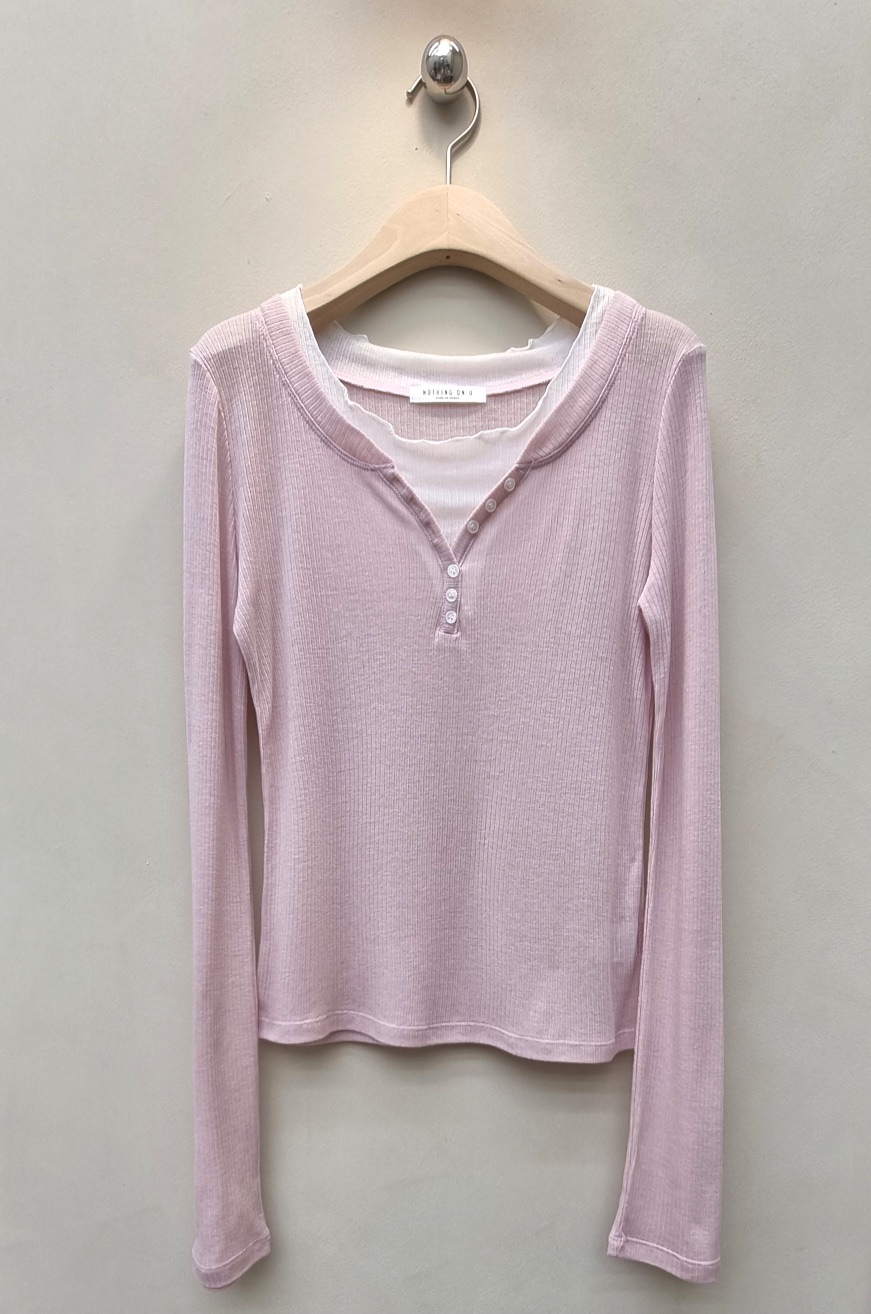 NOTHING韓國東大門直郵女裝新款人氣時尚職業長袖T恤撞色NOTHING長袖T恤圖色1