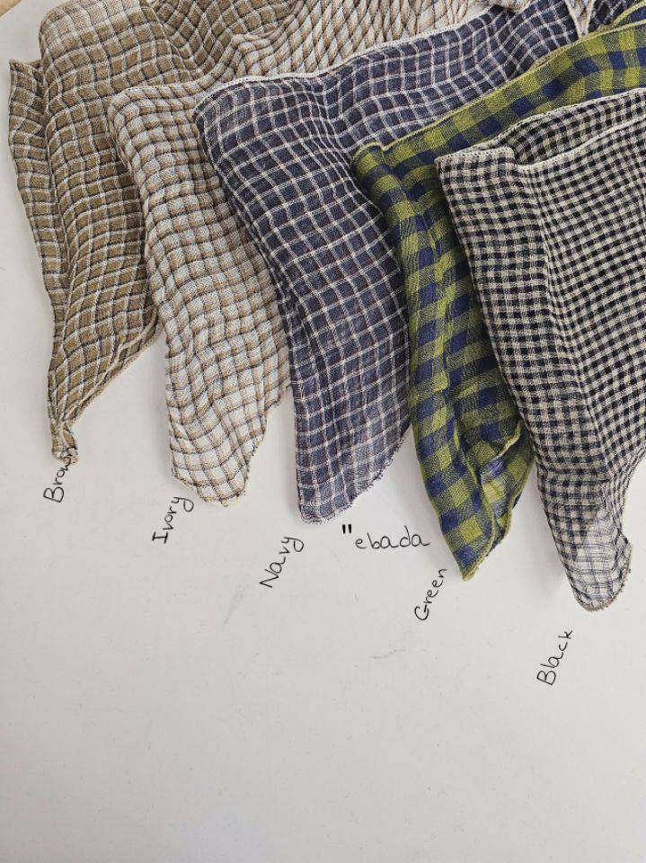 EBADA韓國東大門直郵女士新款26春夏休閑圍巾披肩格紋亞麻EBADA圍巾/披肩