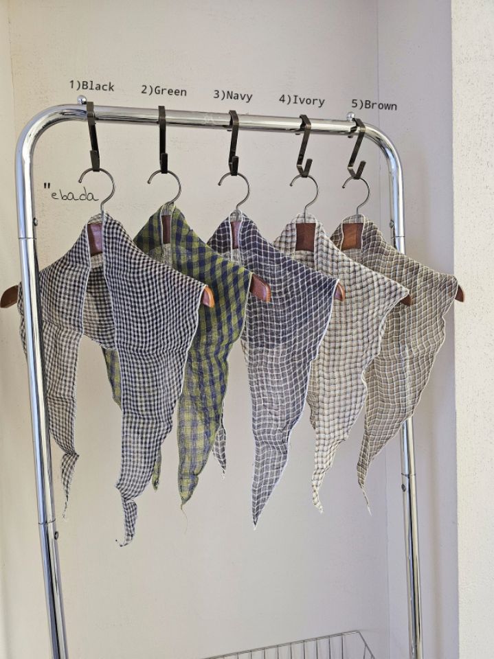 EBADA韓國東大門直郵女士新款26春夏休閑圍巾披肩格紋亞麻EBADA圍巾/披肩