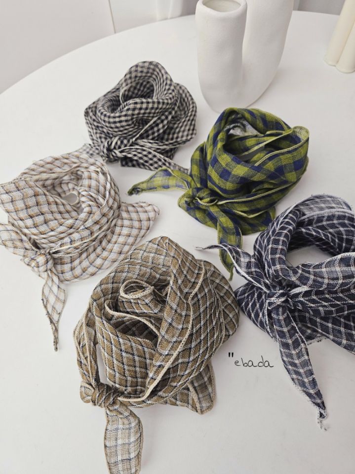 EBADA韓國東大門直郵女士新款26春夏休閑圍巾披肩格紋亞麻EBADA圍巾/披肩