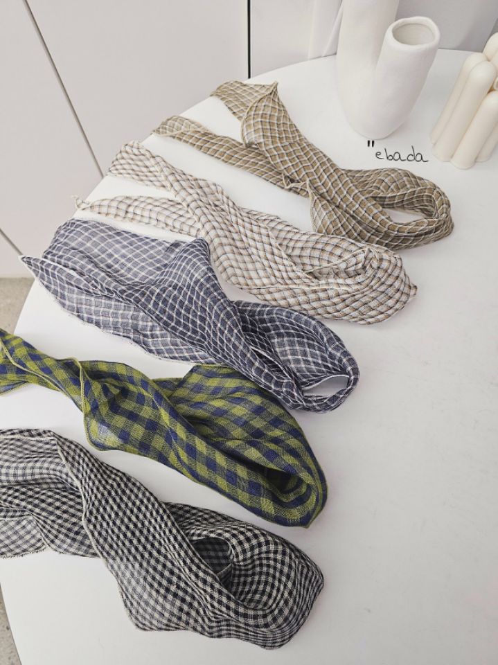 EBADA韓國東大門直郵女士新款26春夏休閑圍巾披肩格紋亞麻EBADA圍巾/披肩