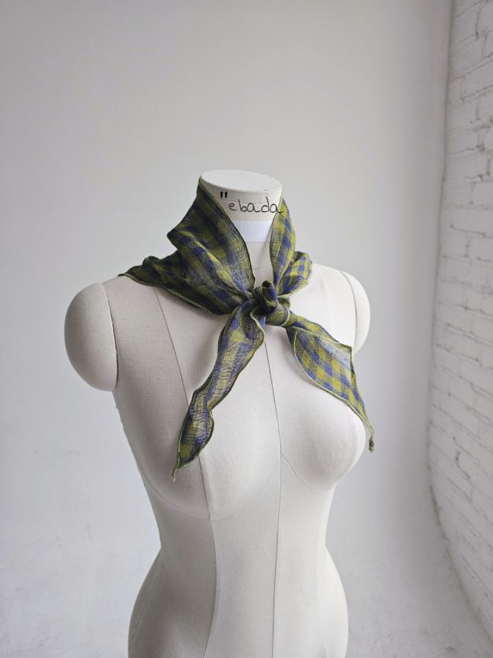 EBADA韓國東大門直郵女士新款26春夏休閑圍巾披肩格紋亞麻EBADA圍巾/披肩圖色1