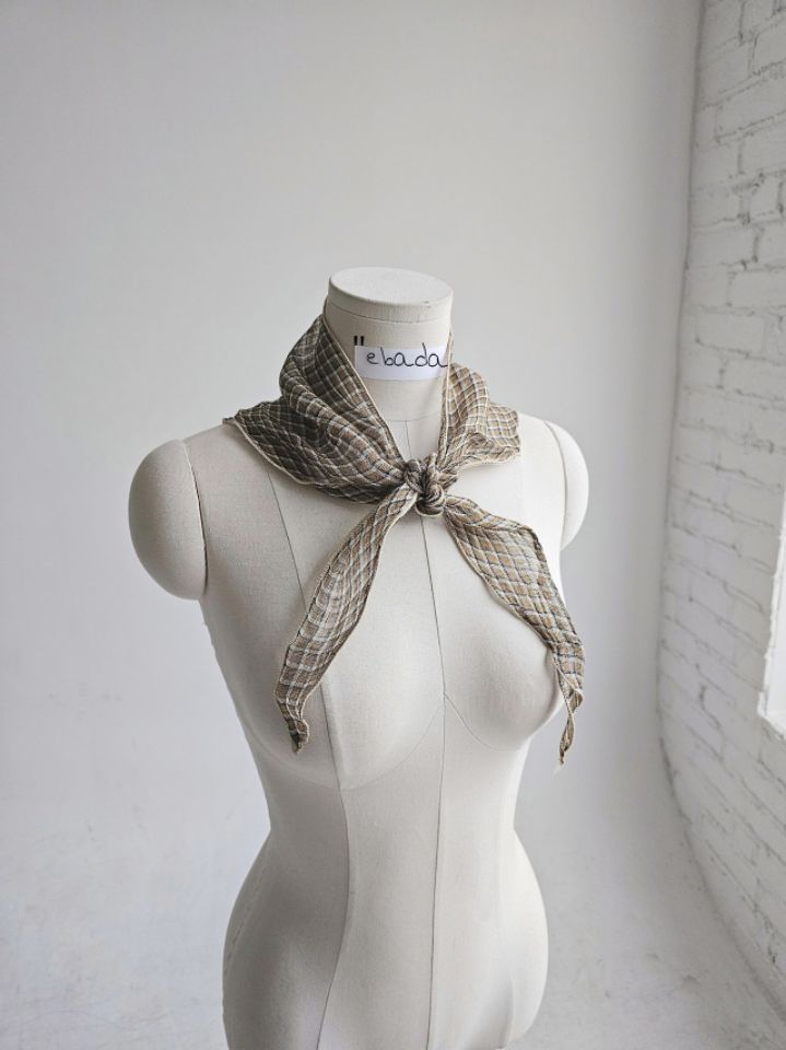 EBADA韓國東大門直郵女士新款26春夏休閑圍巾披肩格紋亞麻EBADA圍巾/披肩圖色2