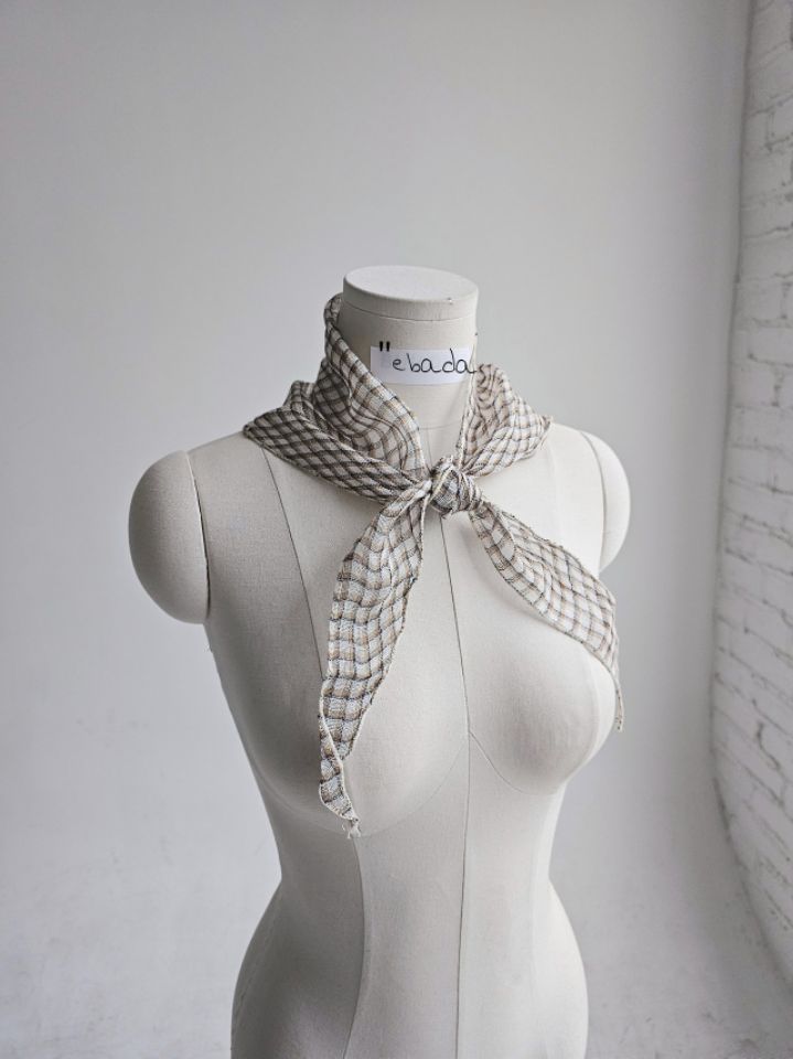 EBADA韓國東大門直郵女士新款26春夏休閑圍巾披肩格紋亞麻EBADA圍巾/披肩圖色3