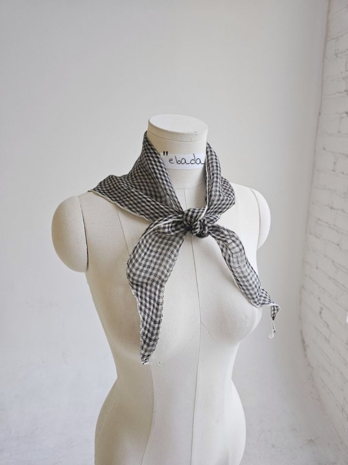EBADA韓國東大門直郵女士新款26春夏休閑圍巾披肩格紋亞麻EBADA圍巾/披肩圖色4