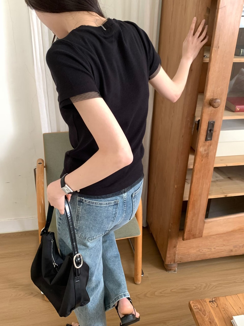 NOTHING韓國東大門直郵女士新品休閑人氣26春夏職業T恤網眼NOTHINGT恤