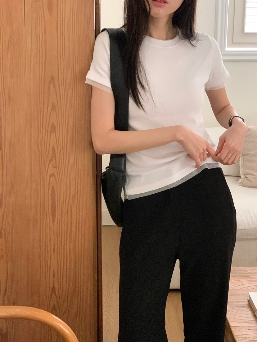 NOTHING韓國東大門直郵女士新品休閑人氣26春夏職業T恤網眼NOTHINGT恤