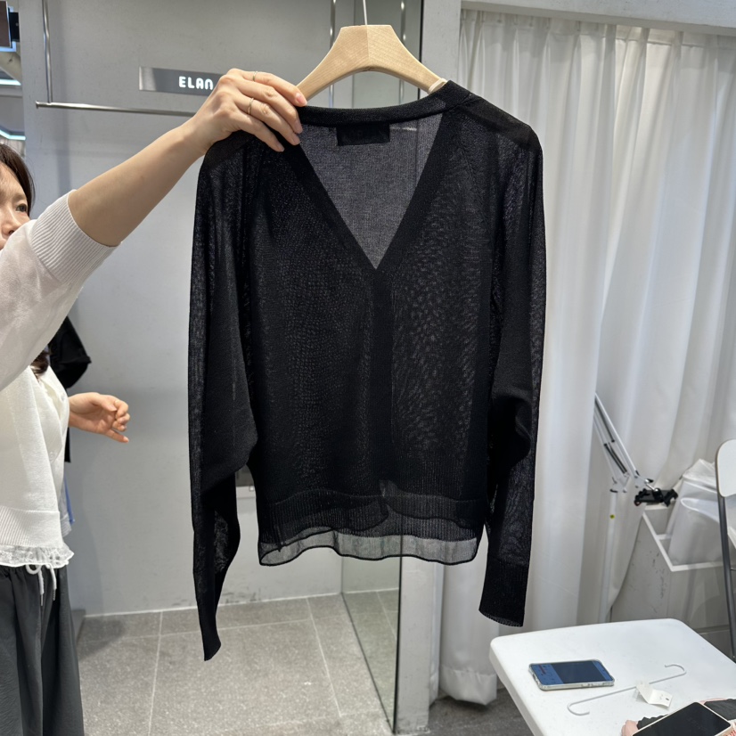 空韓國東大門代購女裝新品26春夏人氣職業針織衫荷葉邊開衫空針織衫