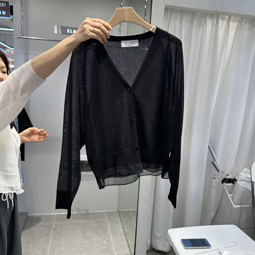 空韓國東大門代購女裝新品26春夏人氣職業針織衫荷葉邊開衫空針織衫圖色3