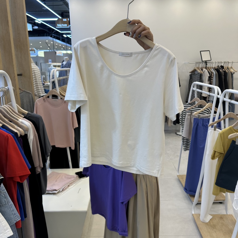 FUNNY POWDER韓國代購女士新款人氣26春夏時尚T恤U領高領THE FUNNYT恤圖色1