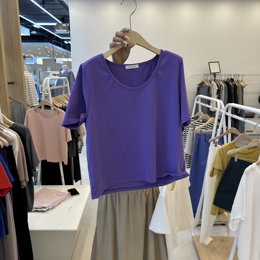 FUNNY POWDER韓國代購女士新款人氣26春夏時尚T恤U領高領THE FUNNYT恤圖色2