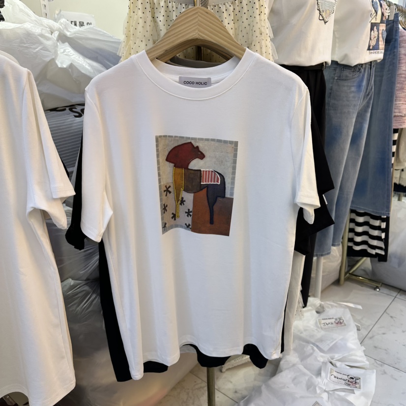 COCO HOLIC韓國直郵實拍女士新款熱賣26春夏休閑時尚T恤COCO HOLICT恤圖色1