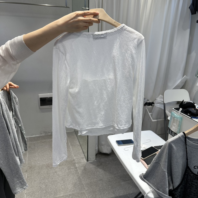 空韓國東大門直郵女裝新品時尚熱賣26春夏套裝套裝蕾絲開衫空套裝