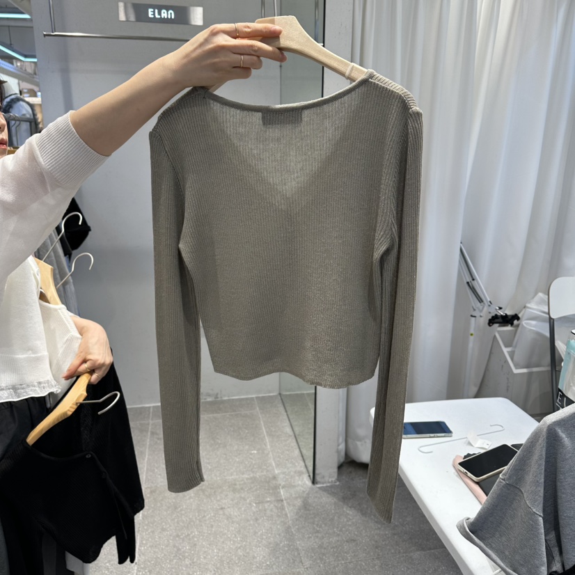 空韓國直郵女裝新品時尚熱賣26春夏人氣針織衫亞麻開衫羅紋空針織衫