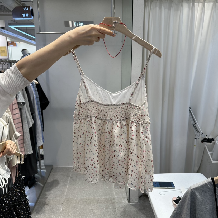 空韓國東大門代購女裝新款職業休閑時尚26春夏吊帶背心花朵空吊帶/背心