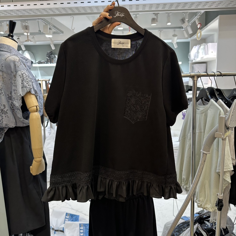 空韓國東大門直郵女裝新品熱賣人氣推薦職業休閑T恤口袋褶裥BAKHAT恤圖色2