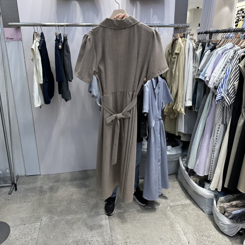 BLOOM韓國直郵實拍女裝新品熱賣時尚26春夏連衣裙腰帶褶裥BLOOM-Q連衣裙