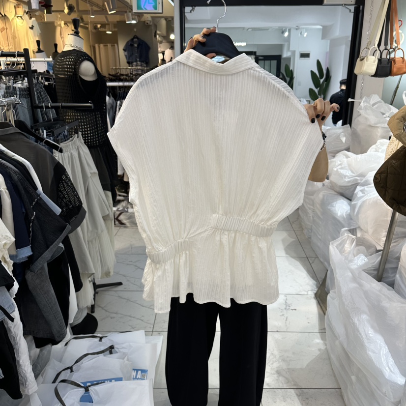 空韓國直郵女裝新品休閑職業推薦26春夏人氣襯衫蕾絲衫褶皺BAKHA襯衫/蕾絲衫