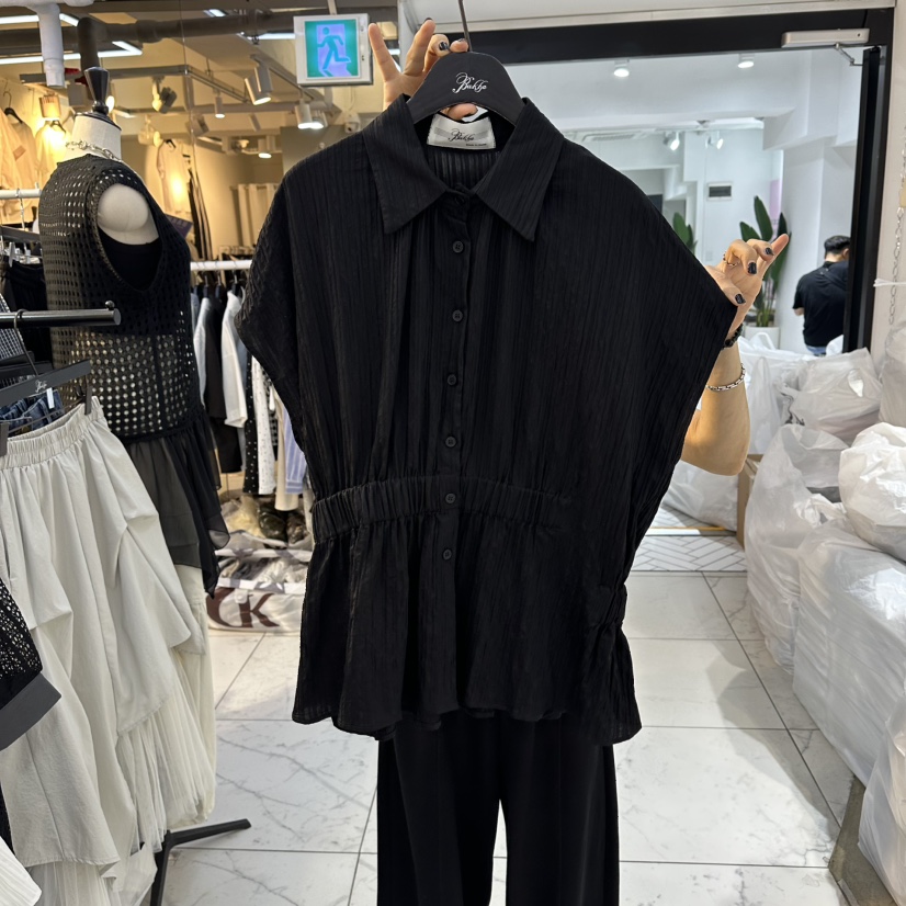 空韓國直郵女裝新品休閑職業推薦26春夏人氣襯衫蕾絲衫褶皺BAKHA襯衫/蕾絲衫圖色2