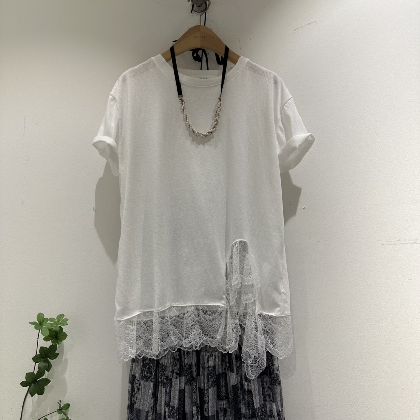 BELITA韓國直郵實拍女裝新款熱賣襯衫蕾絲衫不含項鏈假兩件蕾絲開衩BELITA襯衫/蕾絲衫圖色1
