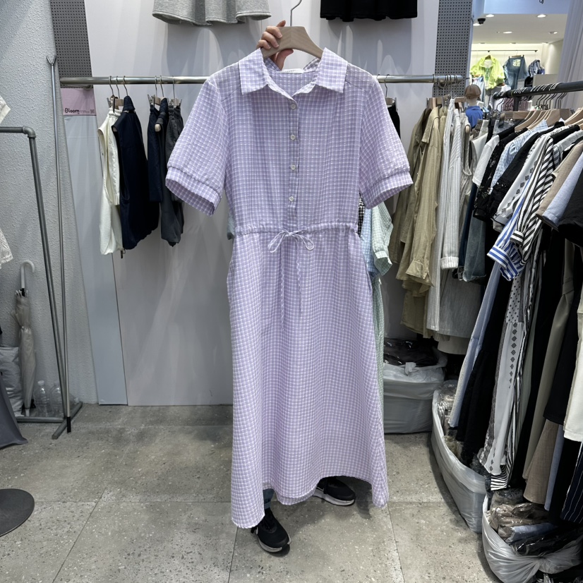 BLOOM韓國直郵實拍女裝新品26春夏推薦休閑職業連衣裙格紋BLOOM-Q連衣裙圖色1