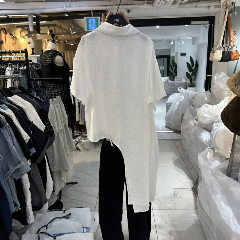 空韓國直郵實拍女裝新款推薦熱賣26春夏人氣時尚T恤不對稱BAKHAT恤