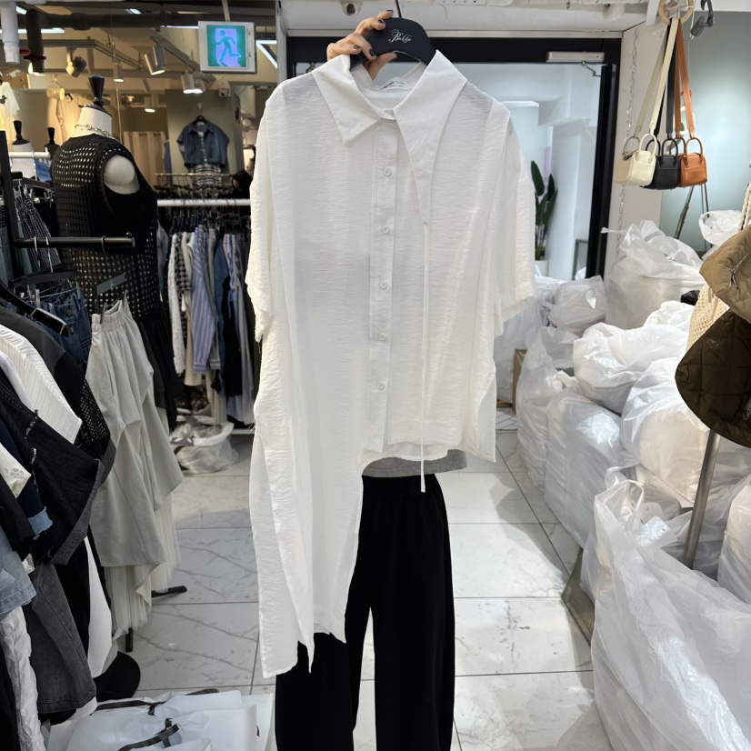 空韓國直郵實拍女裝新款推薦熱賣26春夏人氣時尚T恤不對稱BAKHAT恤圖色1