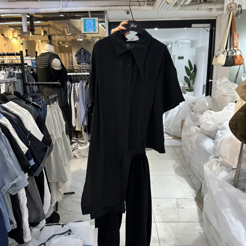 空韓國直郵實拍女裝新款推薦熱賣26春夏人氣時尚T恤不對稱BAKHAT恤圖色2