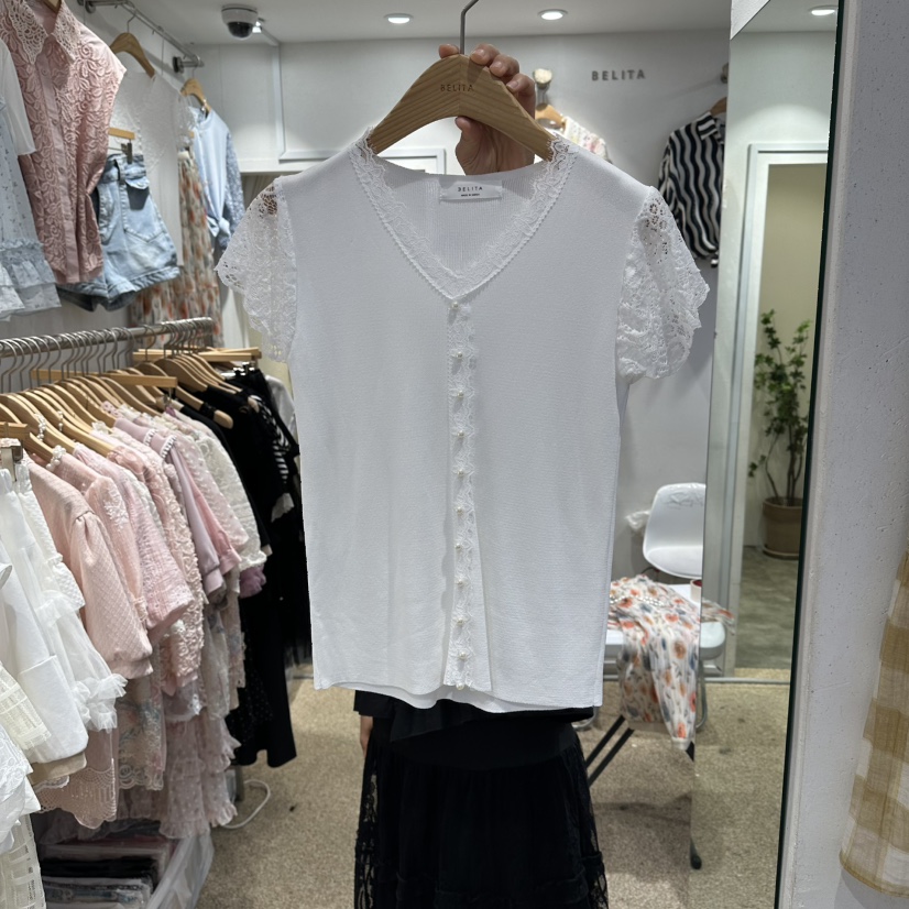 BELITA韓國直郵實拍女士新款推薦26春夏時尚熱賣人氣T恤V領BELITAT恤圖色1