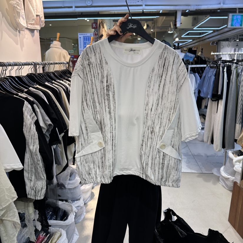 空韓國東大門代購女裝新品休閑熱賣推薦時尚襯衫蕾絲衫口袋BAKHA襯衫/蕾絲衫圖色2